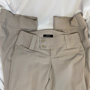 Cream with white pinstripe pantsuit